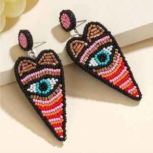 Colorful Beaded Evil Eye Earrings